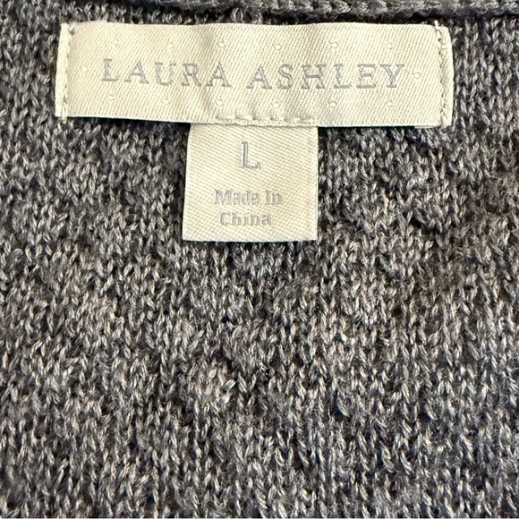Laura Ashley Charcoal Gray wool blend open knit long line cardigan sweater sz Lg - Picture 5 of 7